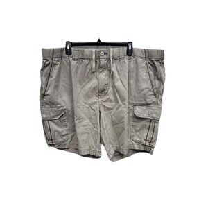 Tommy Bahama Relax Shorts Men 2XB Tan Khaki Elastic Waist Drawstring Cargo Zip